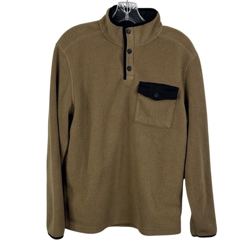 Telluride Clothing Co Men’s Medium Brown Snap Fleece Pullover Sweater Tan